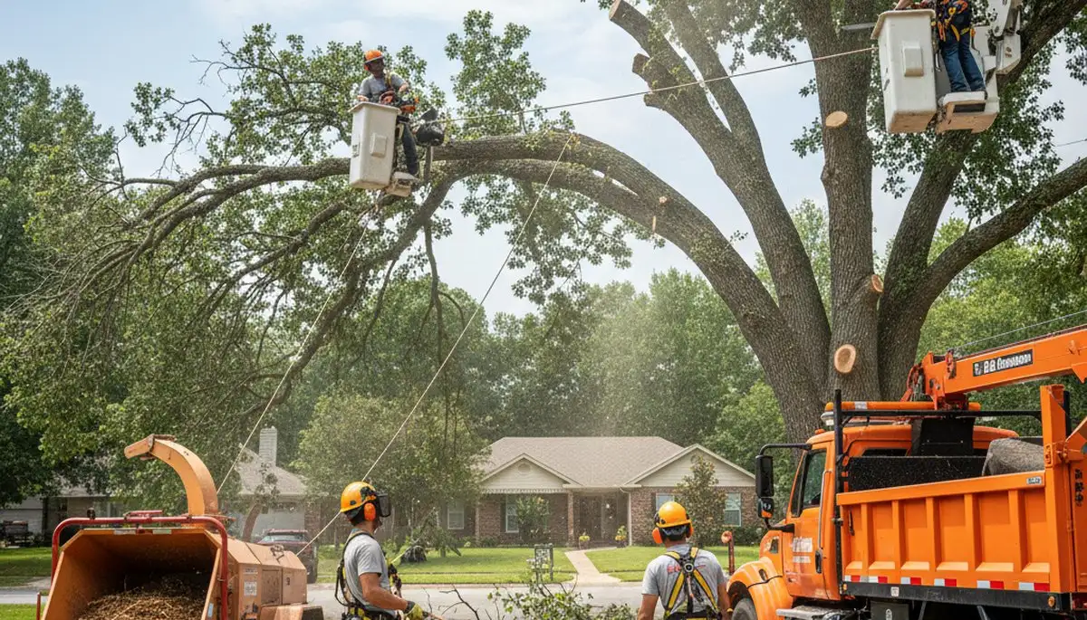 Emergency tree removal crew in Saint Petersburg, FL handling storm-damaged trees safely
