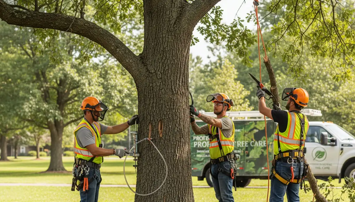 Arbor Tree Care technician inspecting diseased tree in Saint Petersburg, FL for treatment recommendations