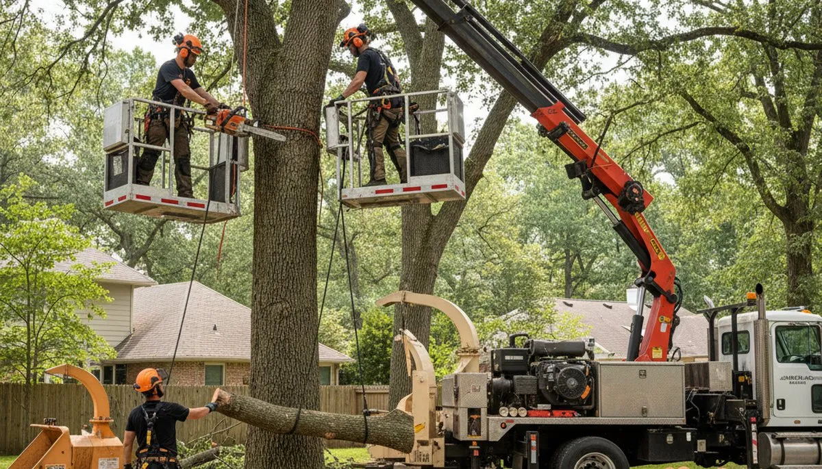 Tree removal crew safely removing a hazardous tree in Saint Petersburg, FL
