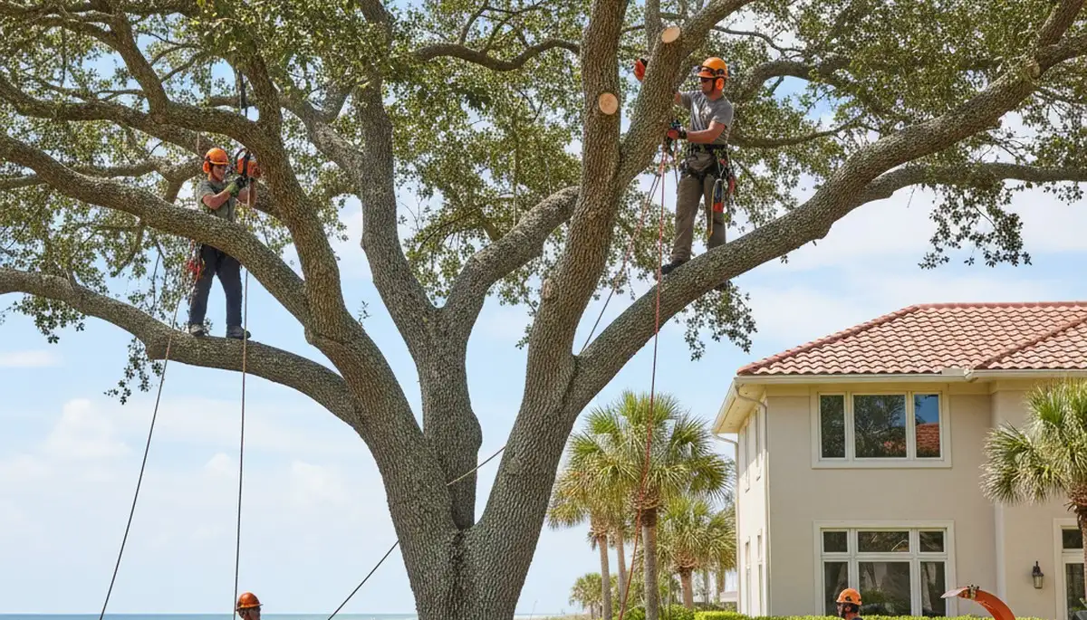 Tree service crew in Saint Petersburg, FL removing a tree for safe, professional cleanup